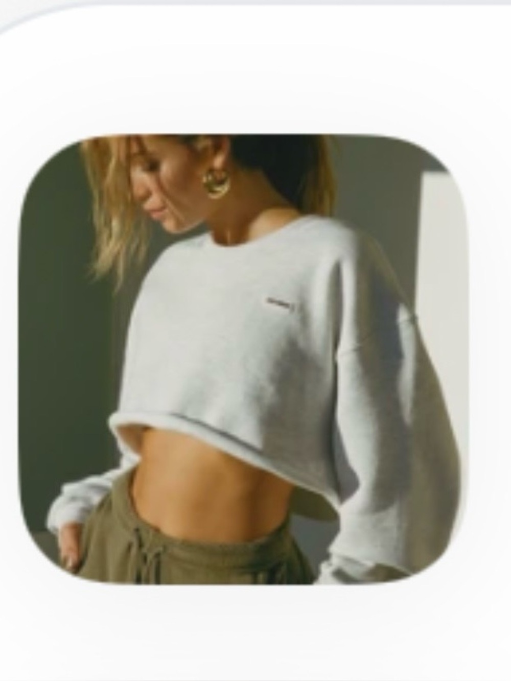 Joah Brown Pearl Gray French Terry Cropped Crewneck Sweatshirt